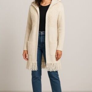 GAP Longline Fringe Hooded Cardigan Medium